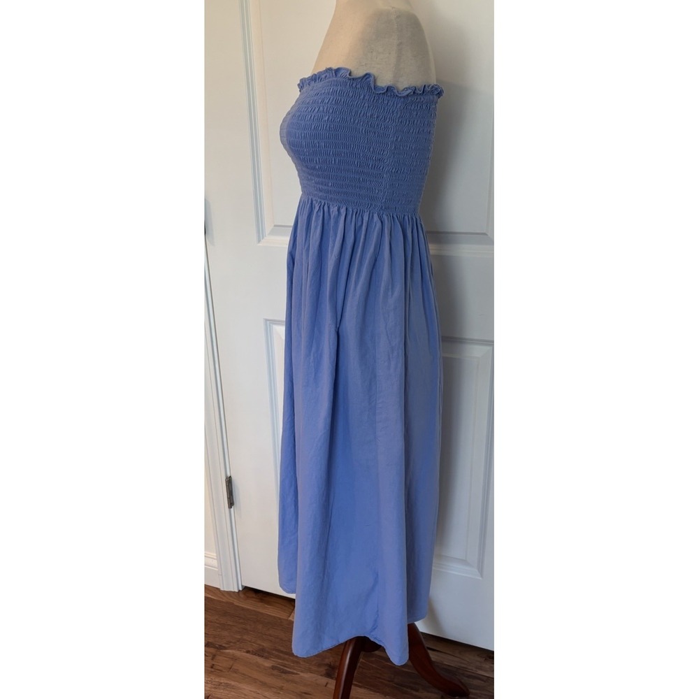 Pomander Place Tuckernuck Strapless Midi Dress Blue Smocked Women's Small - Picture 4 of 7